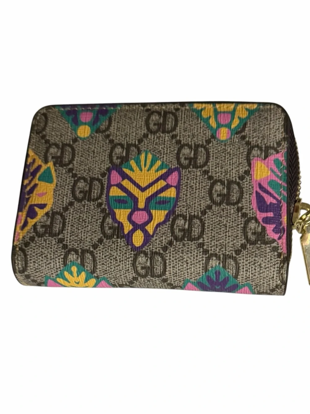 GG brown print card case zip around  double G